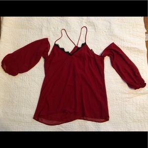 NWT Red Cold Shoulder Express Top